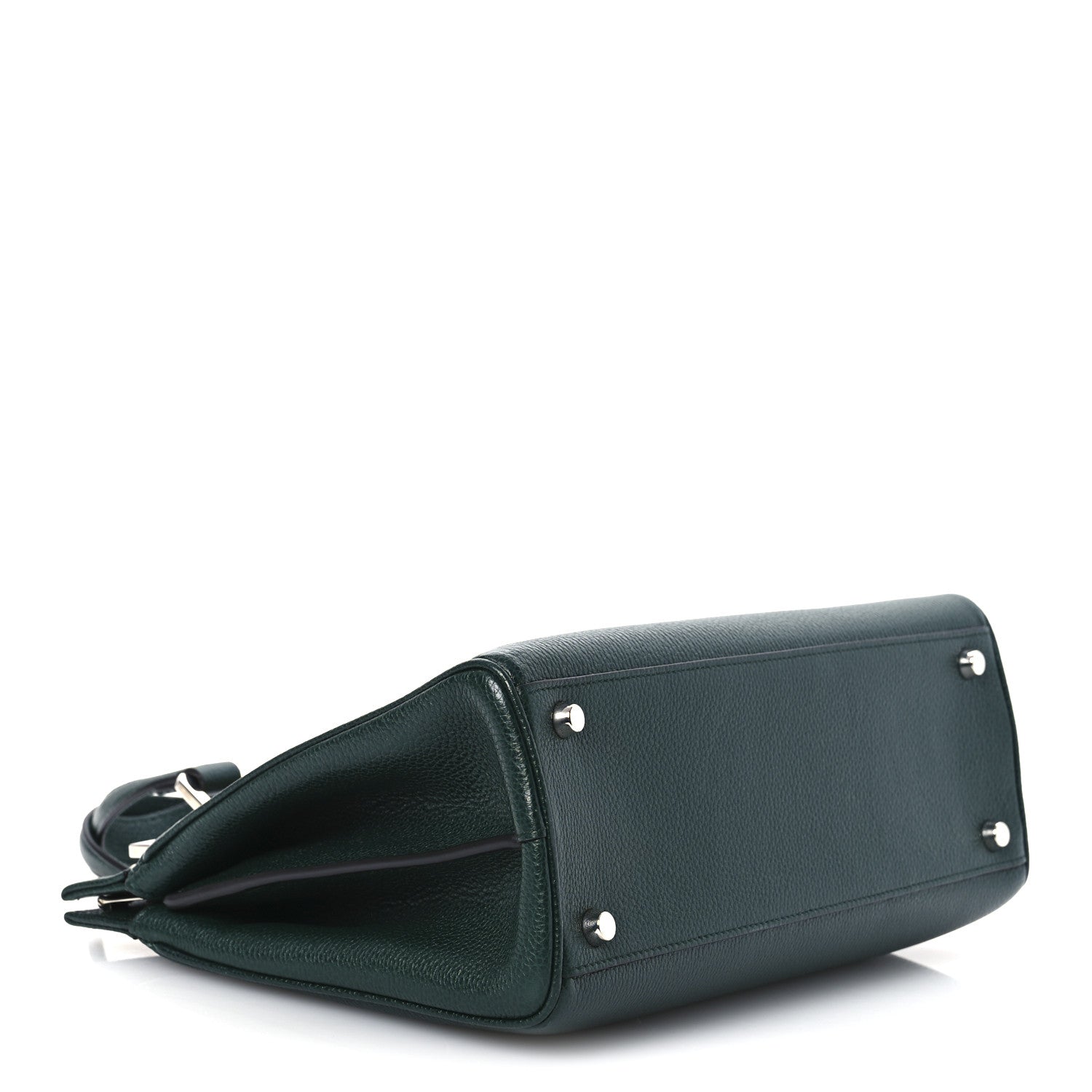Grainy Calfskin Small Zumi Top Handle Bag Vintage Green