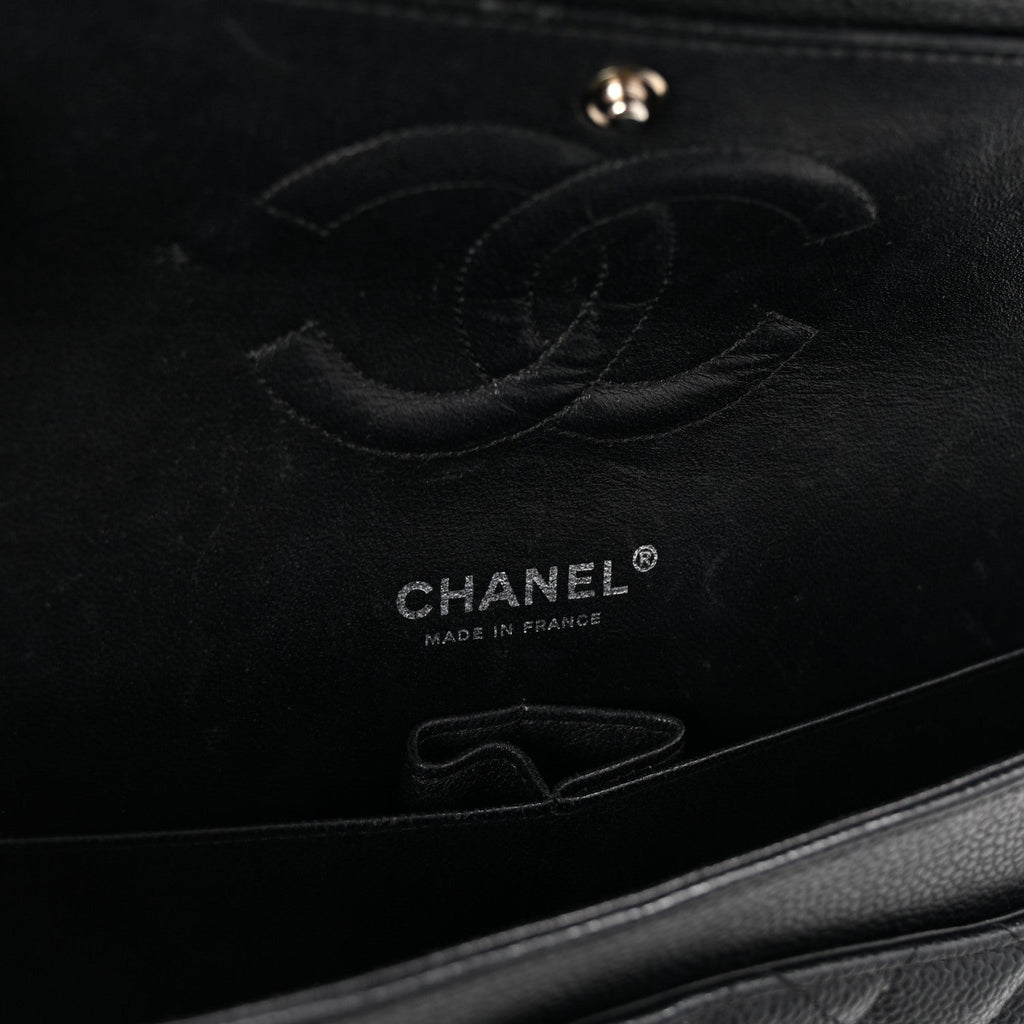 Caviar Quilted Medium Double Flap Black