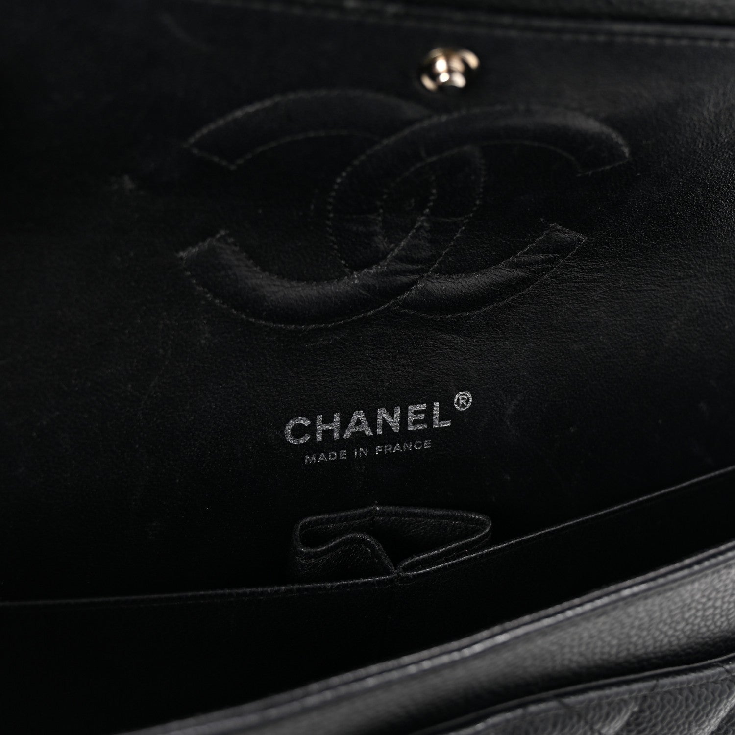Caviar Quilted Medium Double Flap Black