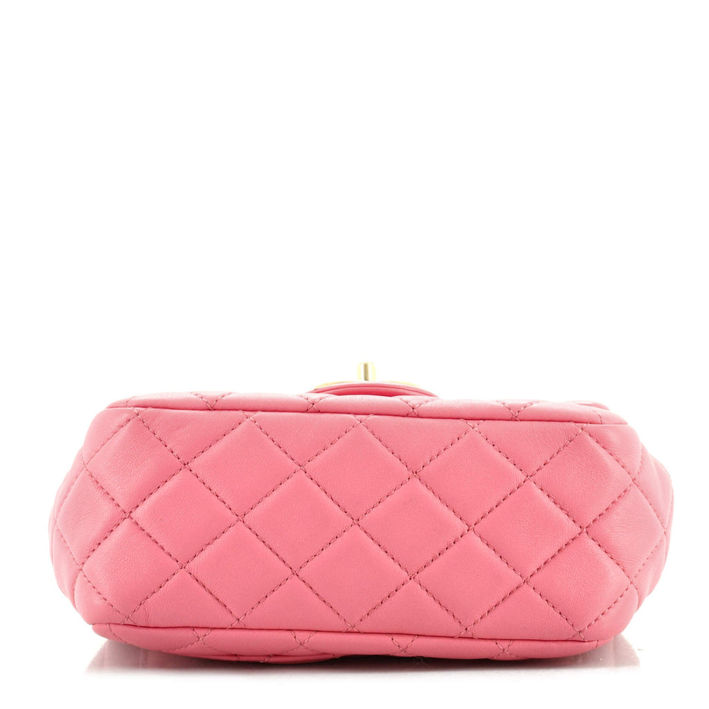 Pearl Samba Resin Chain Square Flap Bag Quilted Lambskin Mini