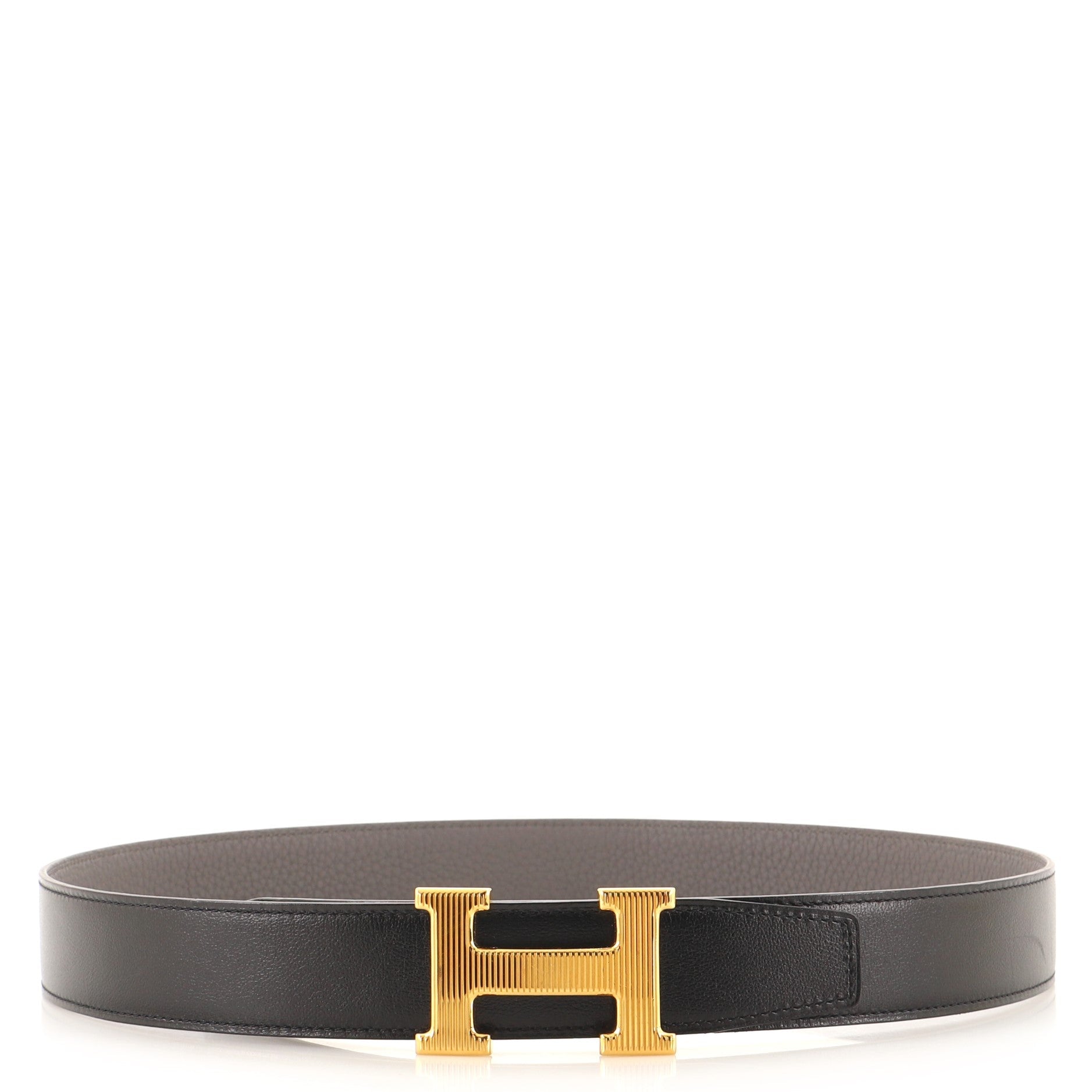 H Strie Buckle Reversible Belt Leather Medium 85