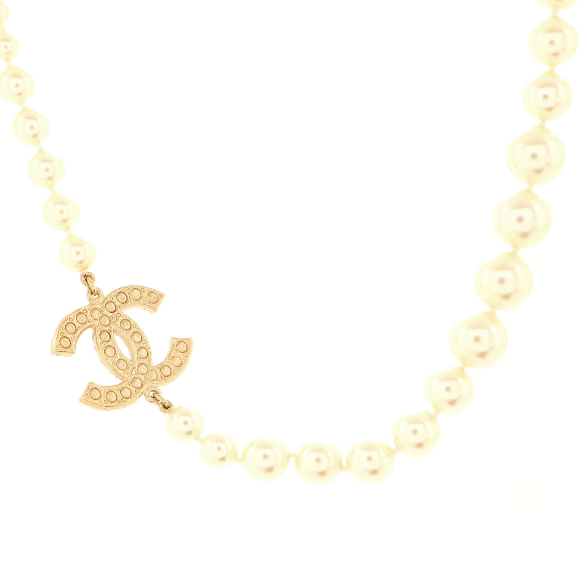CC 100th Anniversary Short Necklace Metal with Faux Pearls and Crystals