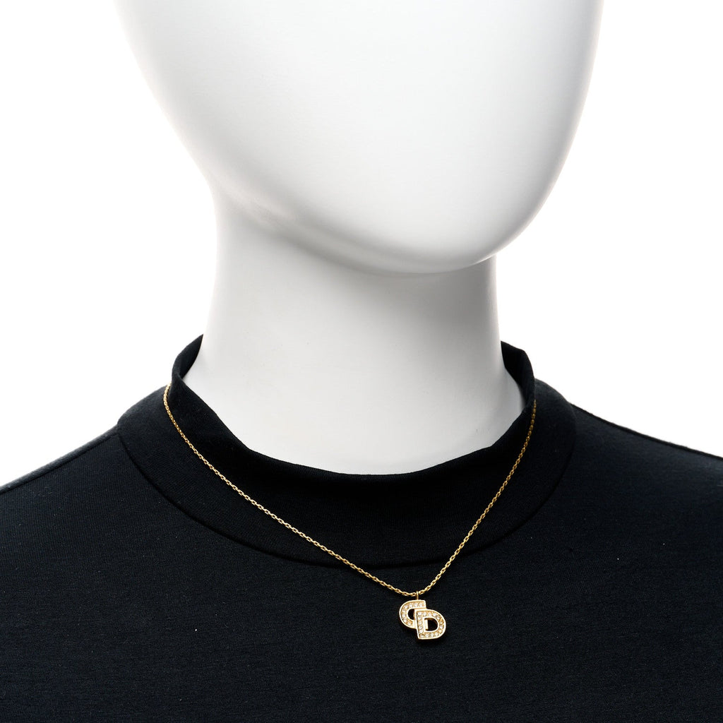Crystal Logo Necklace Gold