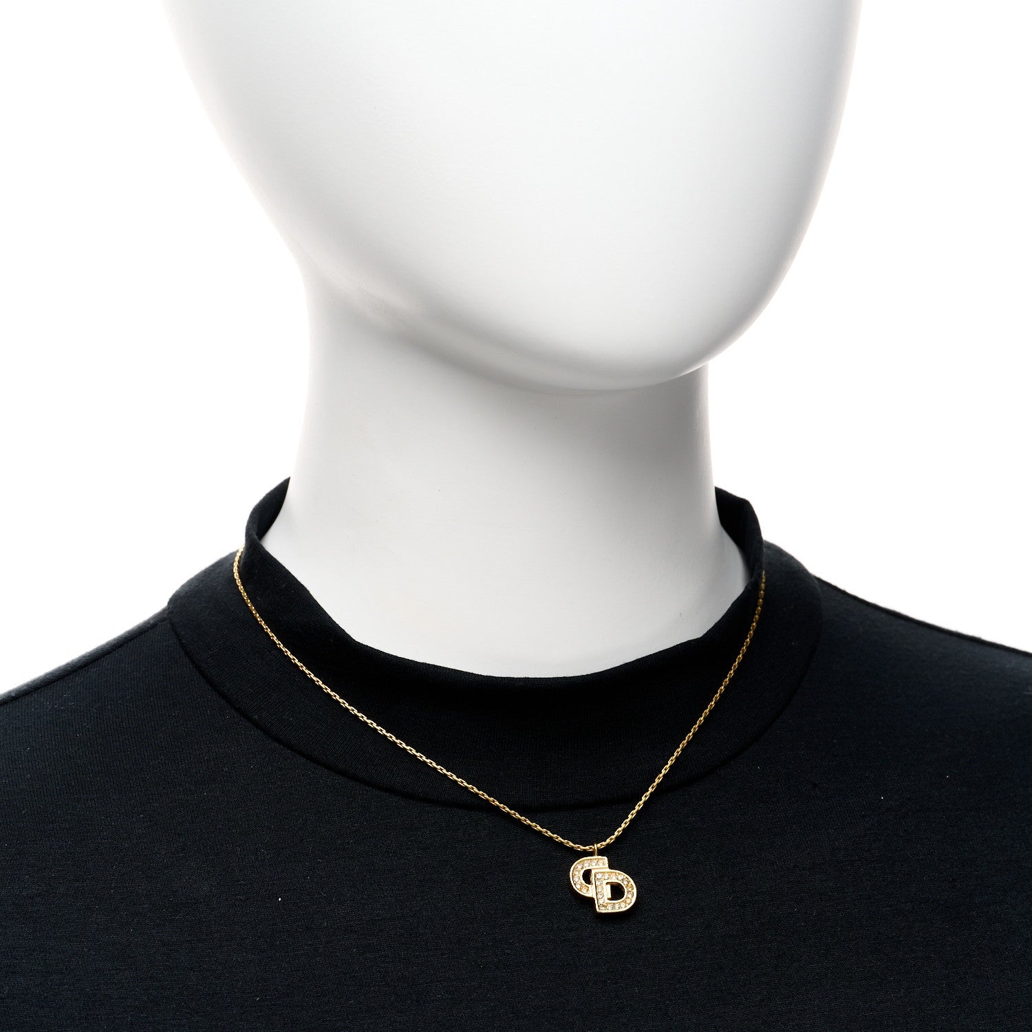 Crystal Logo Necklace Gold