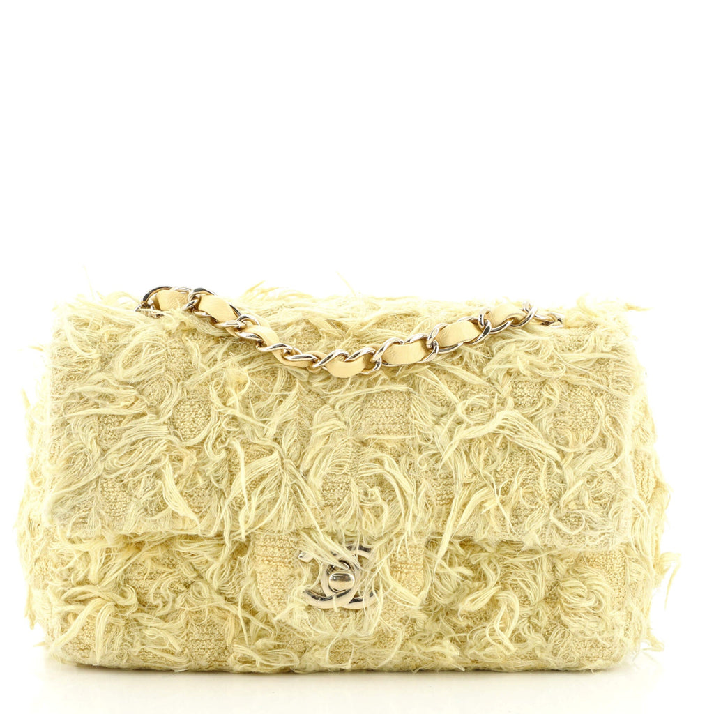 Classic Single Flap Bag Fringed Tweed Mini