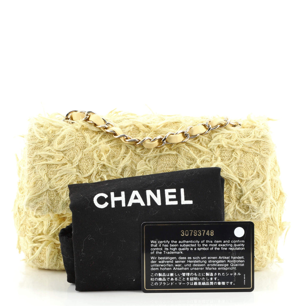 Classic Single Flap Bag Fringed Tweed Mini
