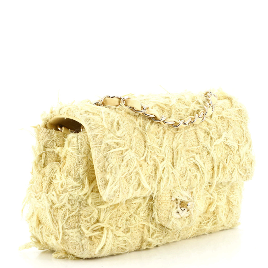 Classic Single Flap Bag Fringed Tweed Mini