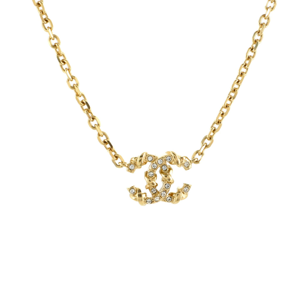 CC Pendant Necklace Crystal Embellished Metal