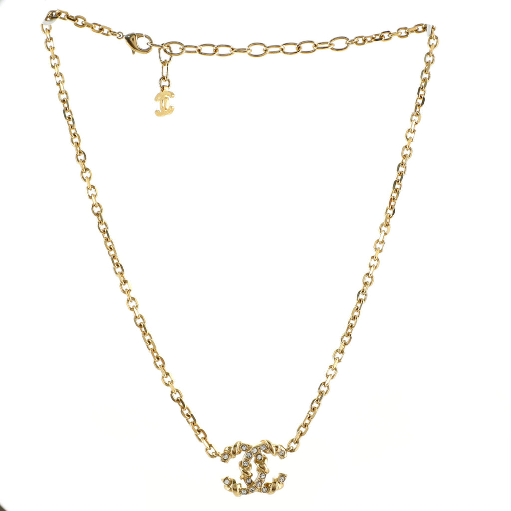 CC Pendant Necklace Crystal Embellished Metal