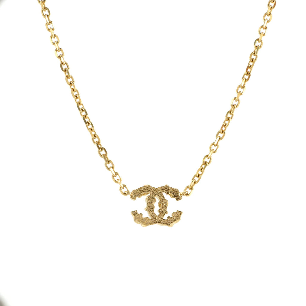CC Pendant Necklace Crystal Embellished Metal