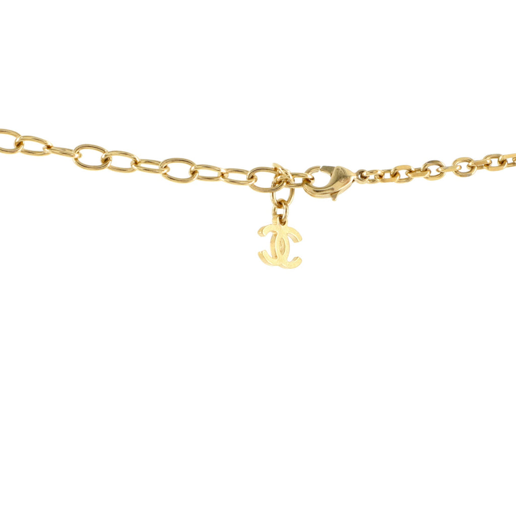 CC Pendant Necklace Crystal Embellished Metal