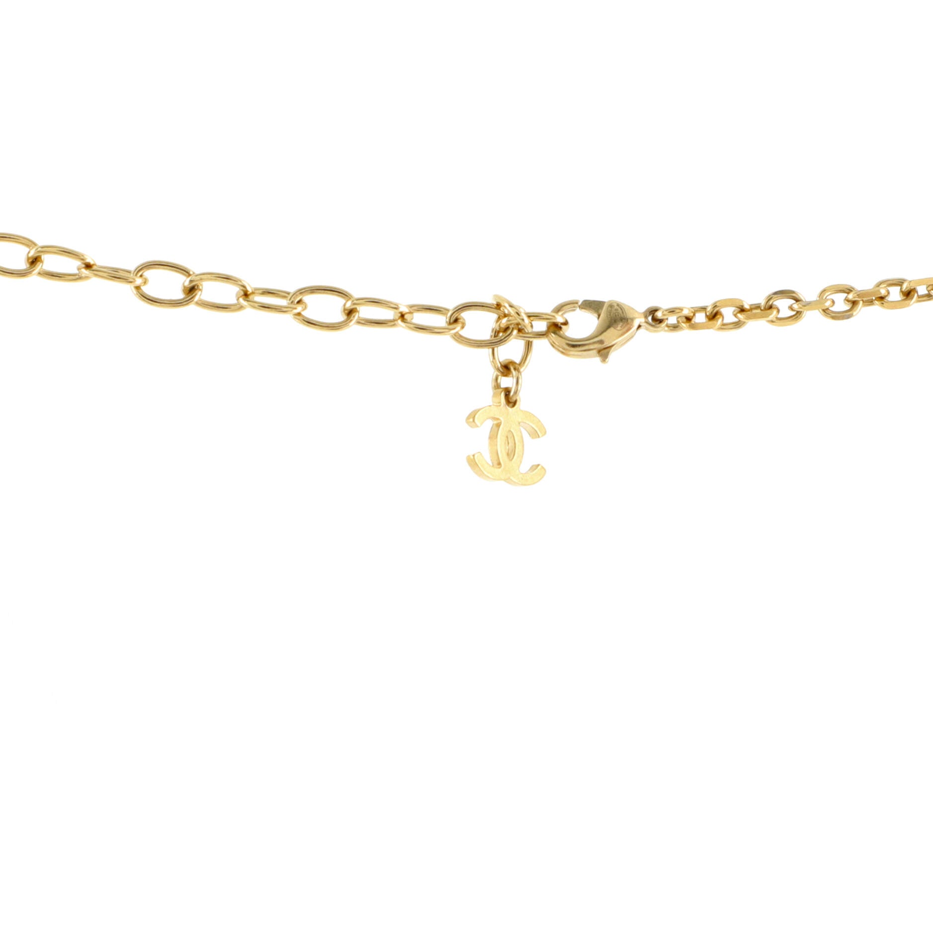 CC Pendant Necklace Crystal Embellished Metal