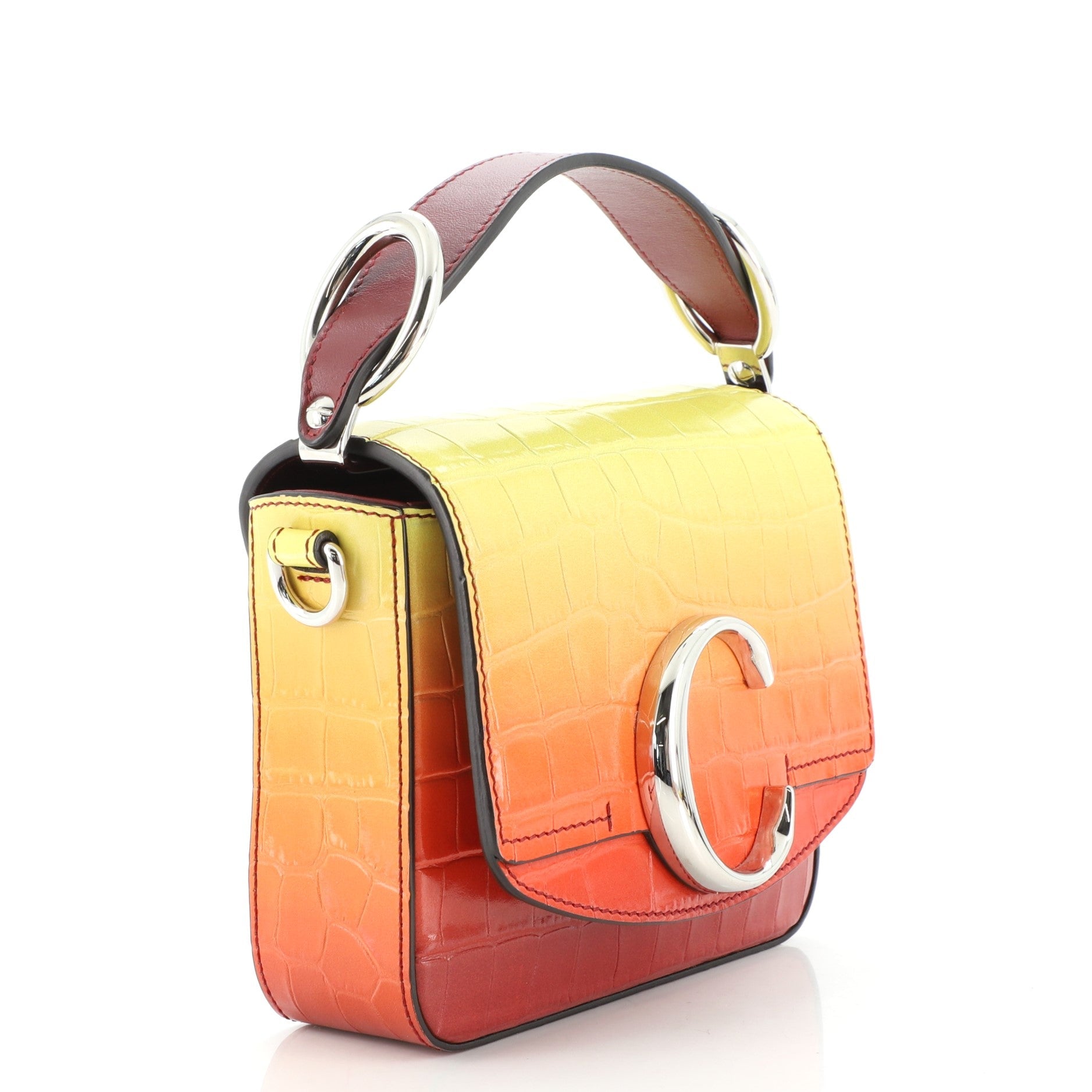 C Flap Bag Crocodile Embossed Leather Mini