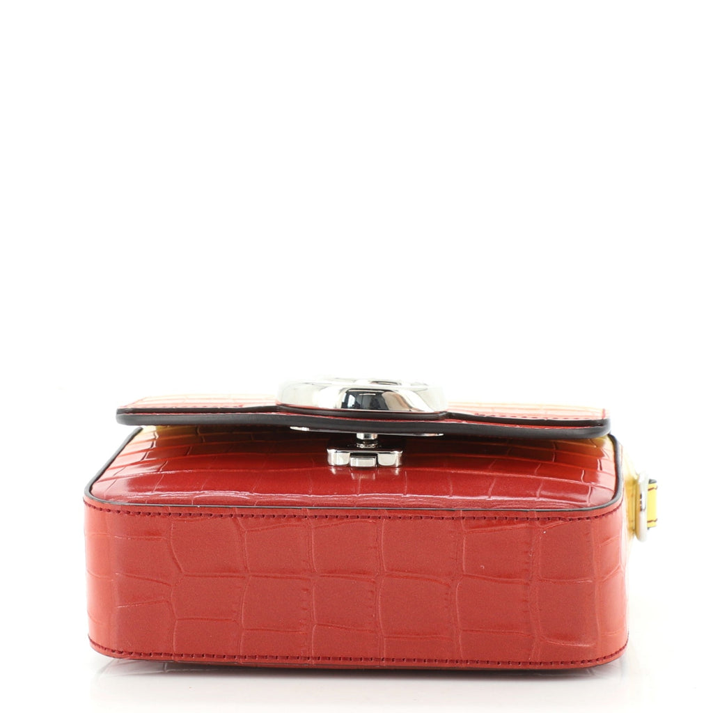 C Flap Bag Crocodile Embossed Leather Mini