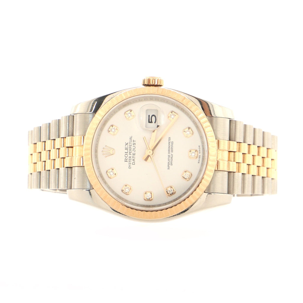 Oyster Perpetual Datejust Automatic Watch Stainless Steel and Rose Gold with Diamond Markers 36
