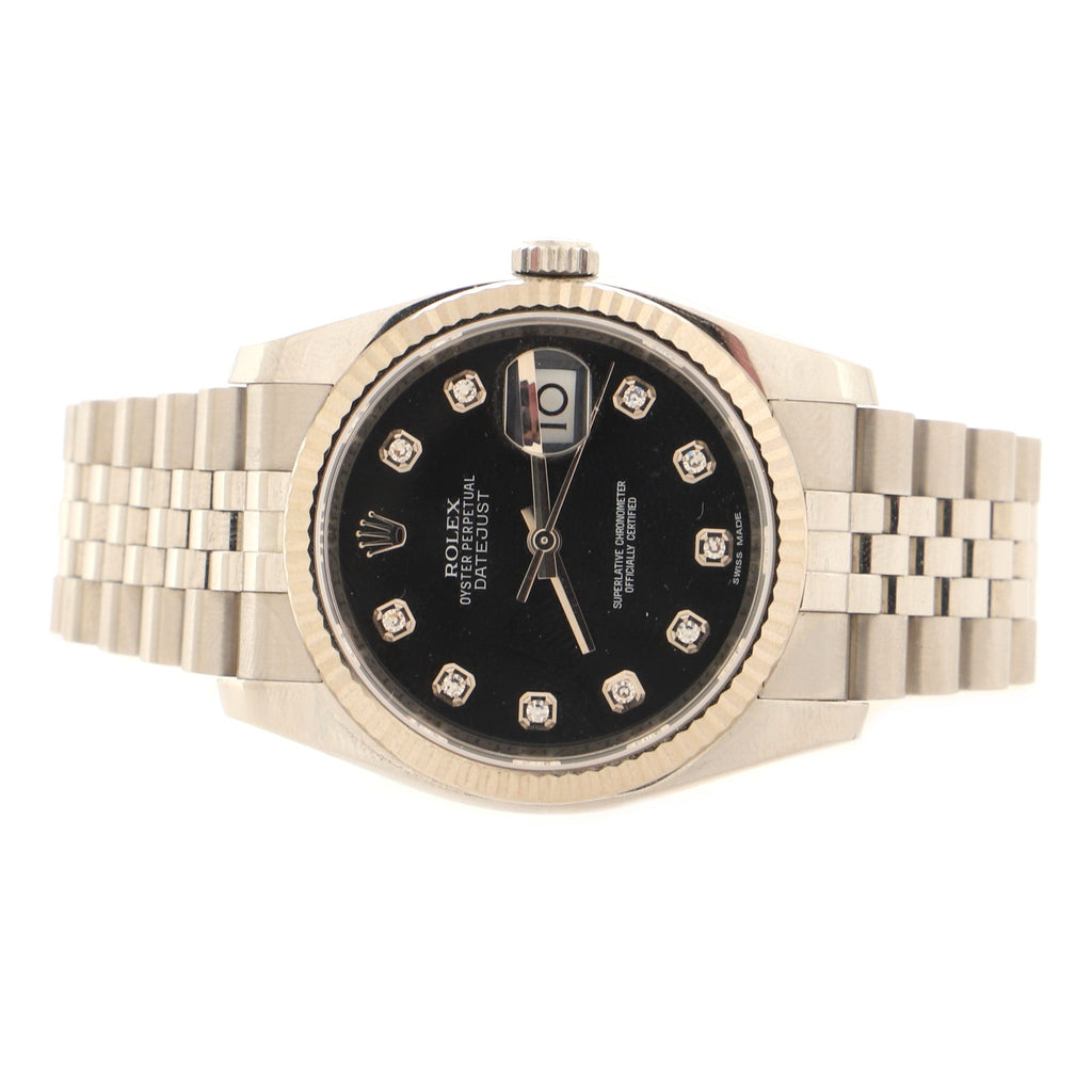 Oyster Perpetual Datejust Automatic Watch Stainless Steel and White Gold with Diamond Markers 36