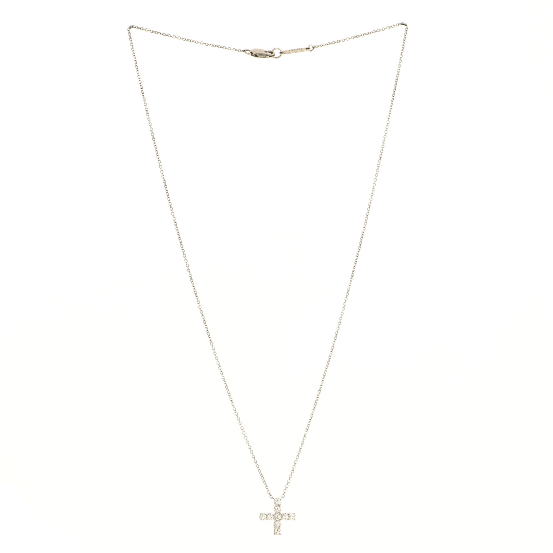 Cross Pendant Necklace Platinum with Diamonds Mini