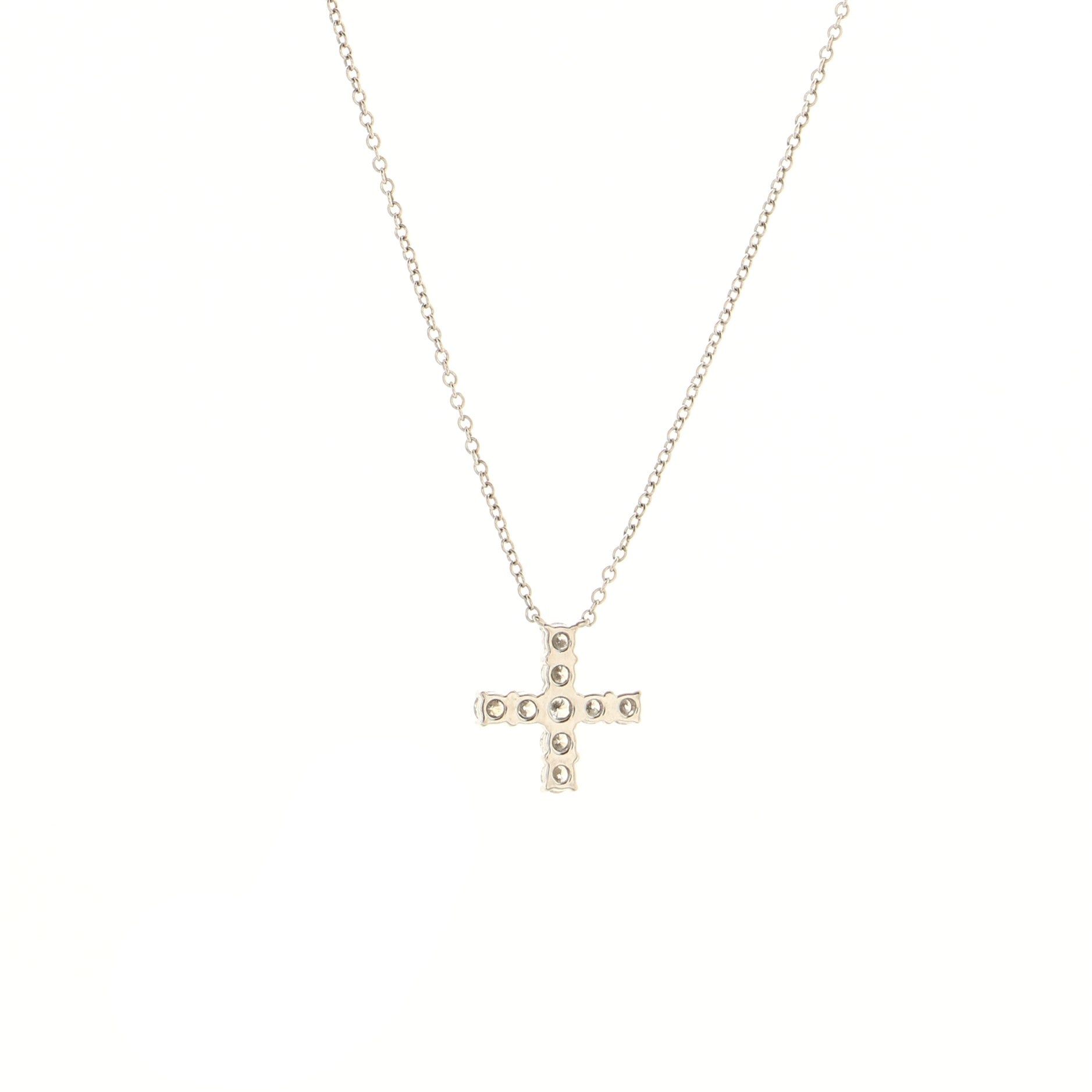 Cross Pendant Necklace Platinum with Diamonds Mini