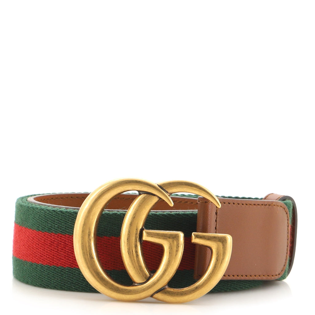 GG Marmont Web Belt Canvas and Leather Wide 90