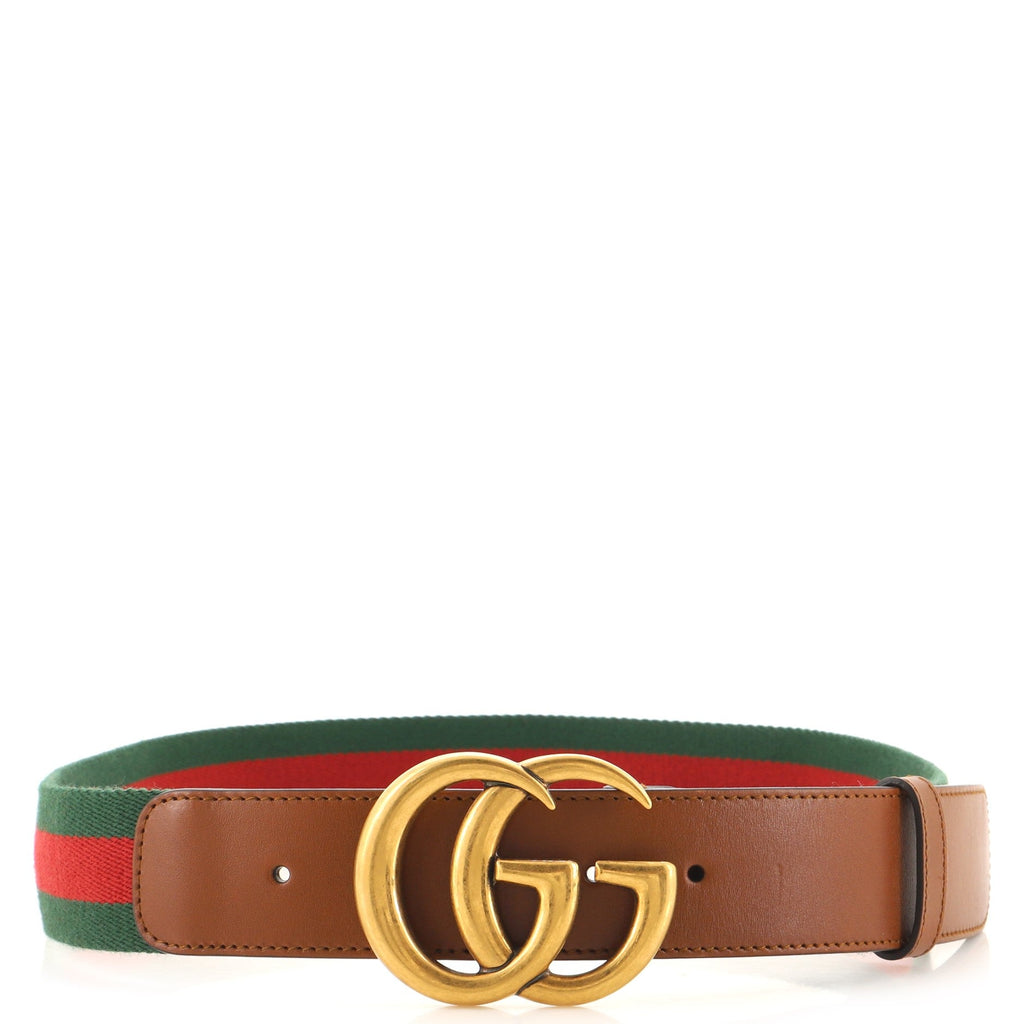 GG Marmont Web Belt Canvas and Leather Wide 90