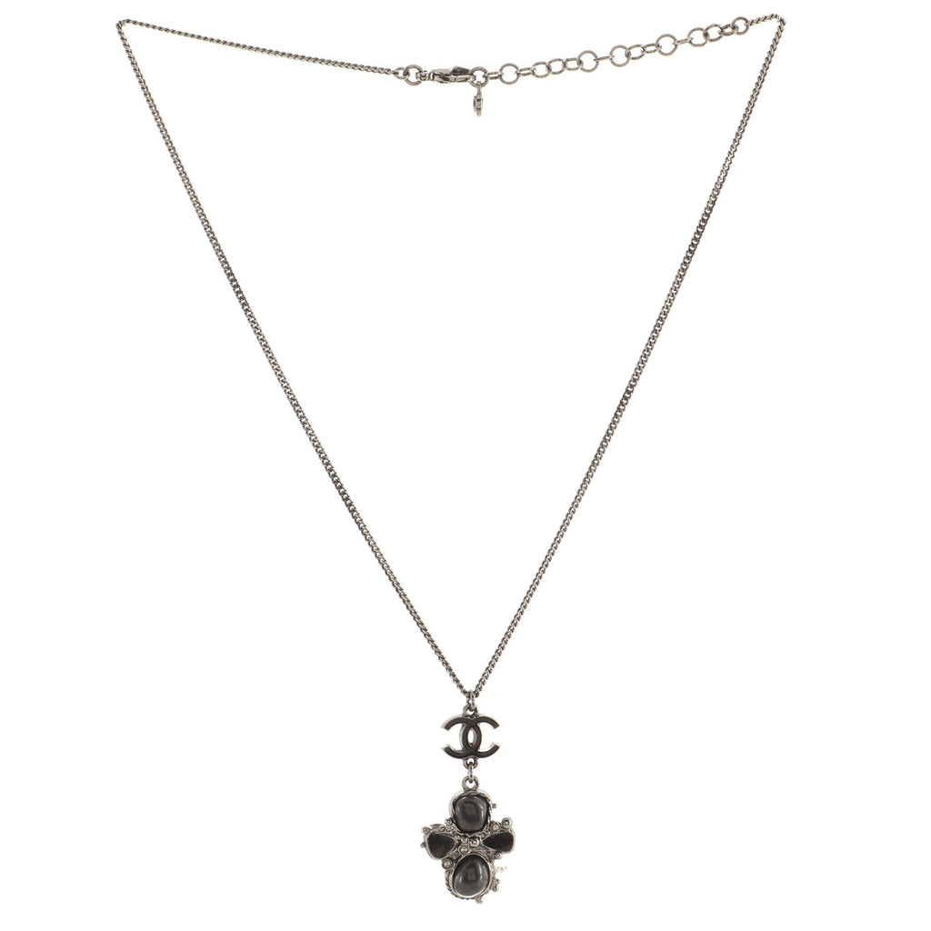 CC Cross Pendant Necklace Metal and Resin