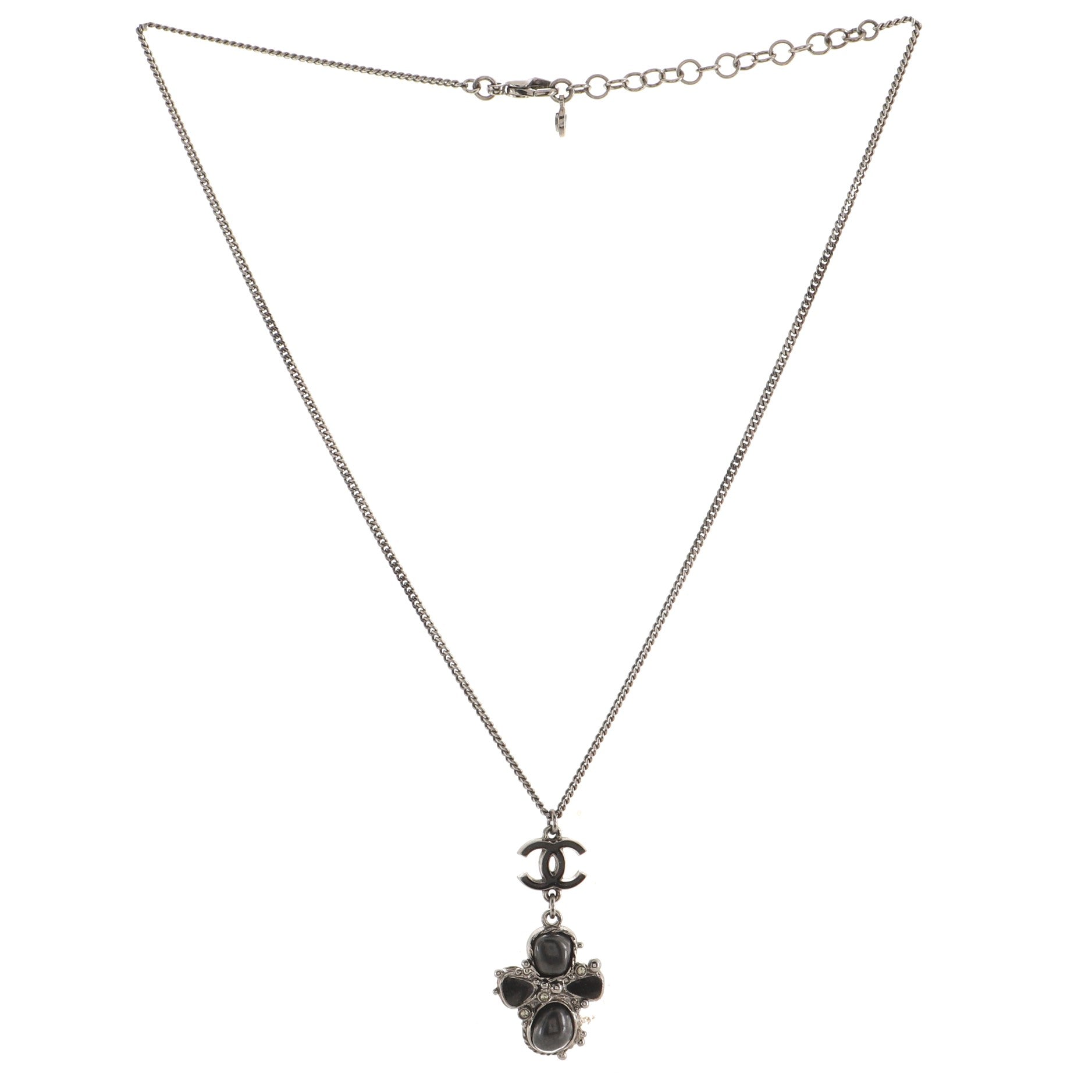 CC Cross Pendant Necklace Metal and Resin