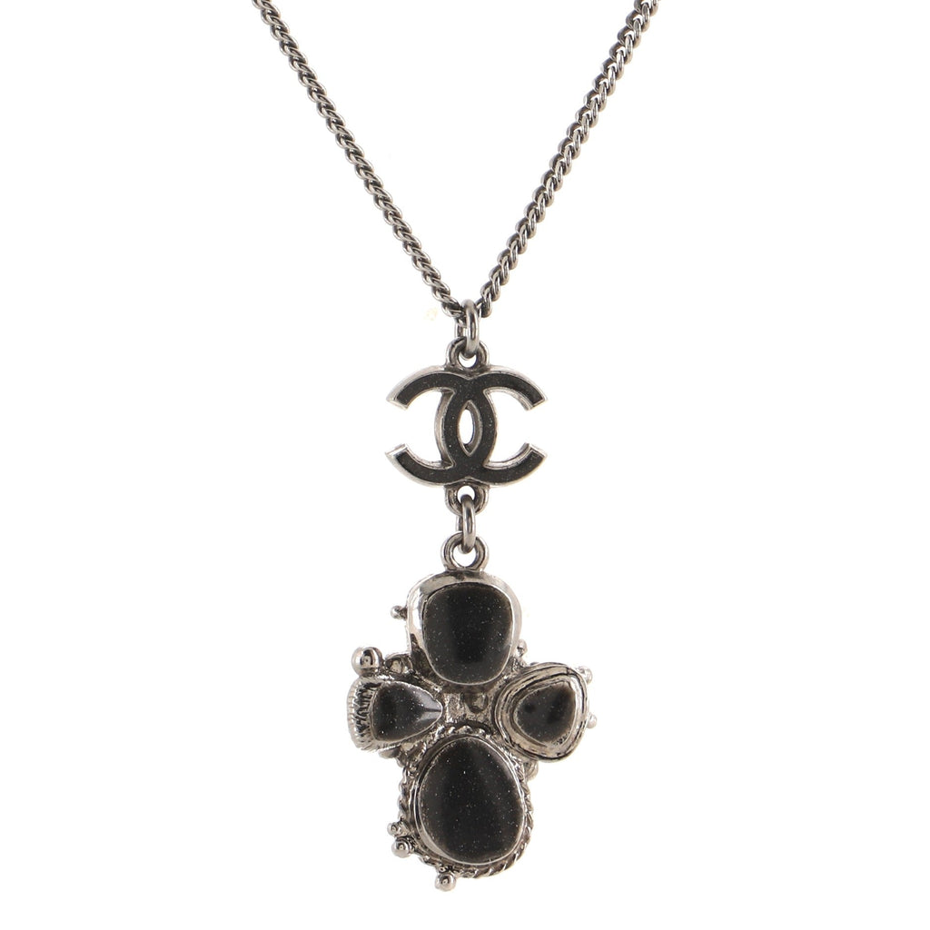 CC Cross Pendant Necklace Metal and Resin