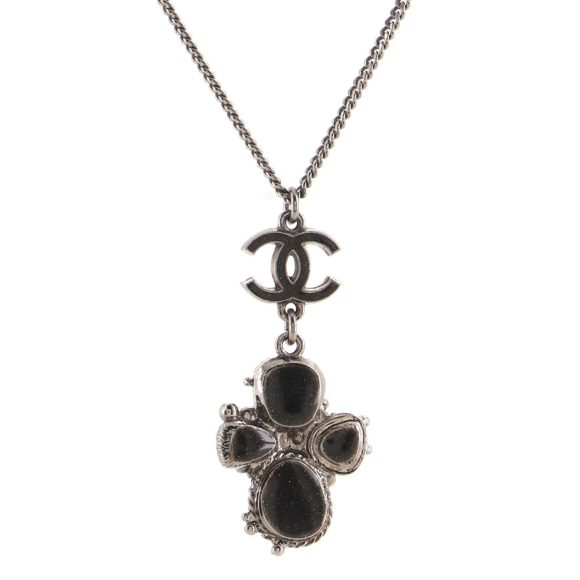 CC Cross Pendant Necklace Metal and Resin