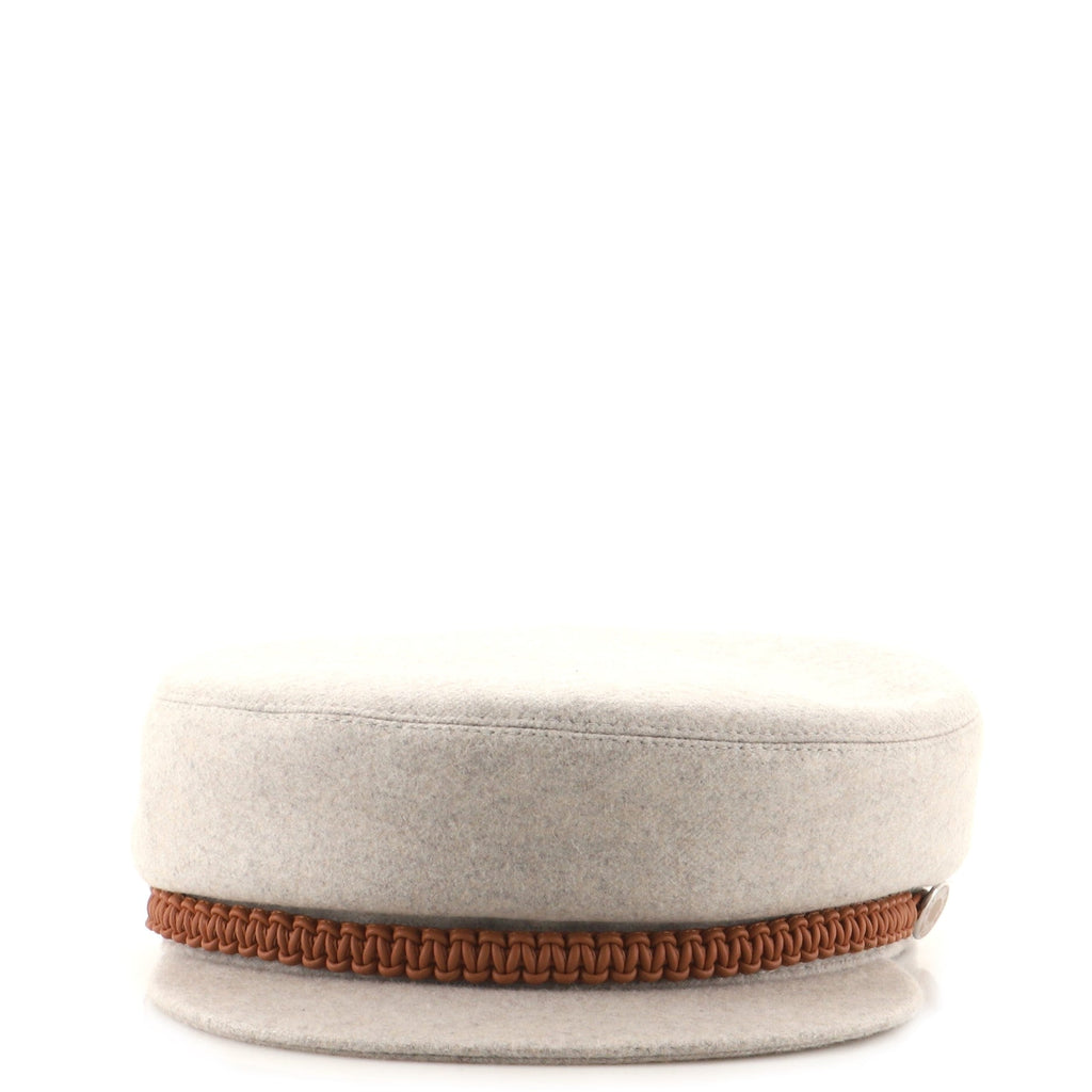 Deauville Newsboy Cap Cashmere with Braided Leather XXL
