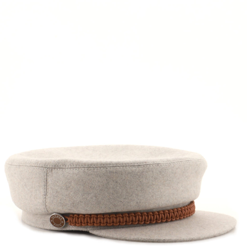 Deauville Newsboy Cap Cashmere with Braided Leather XXL