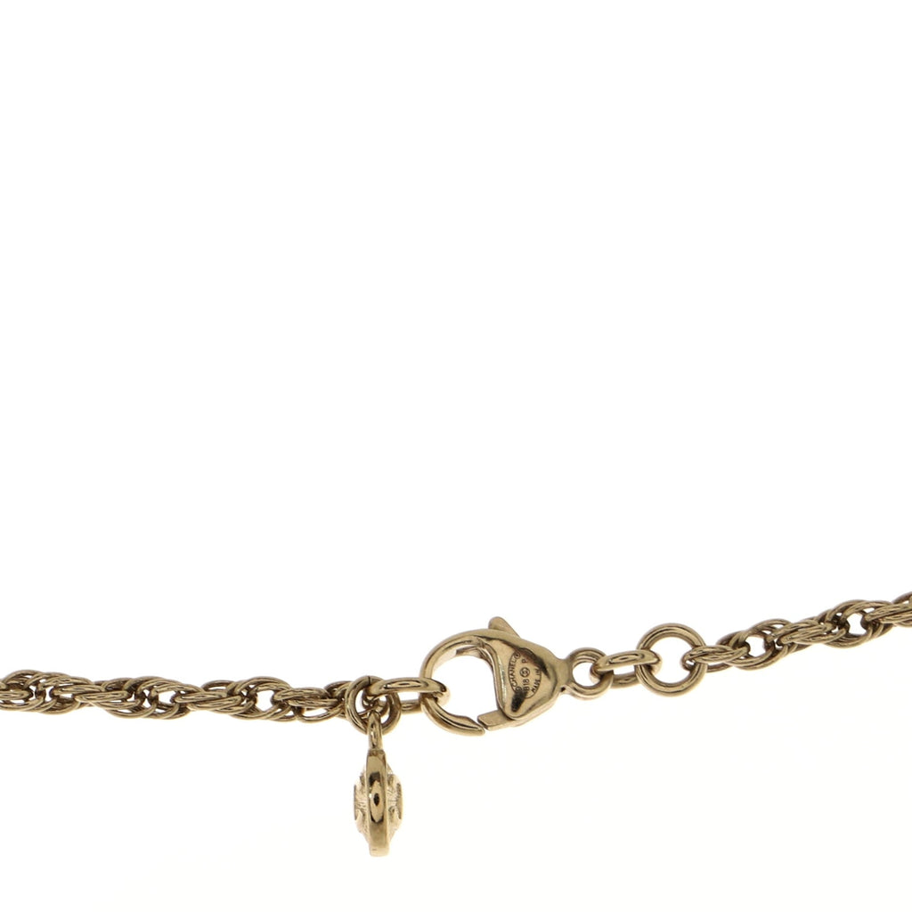 CC Round Pendant Necklace Metal with Faux Pearls