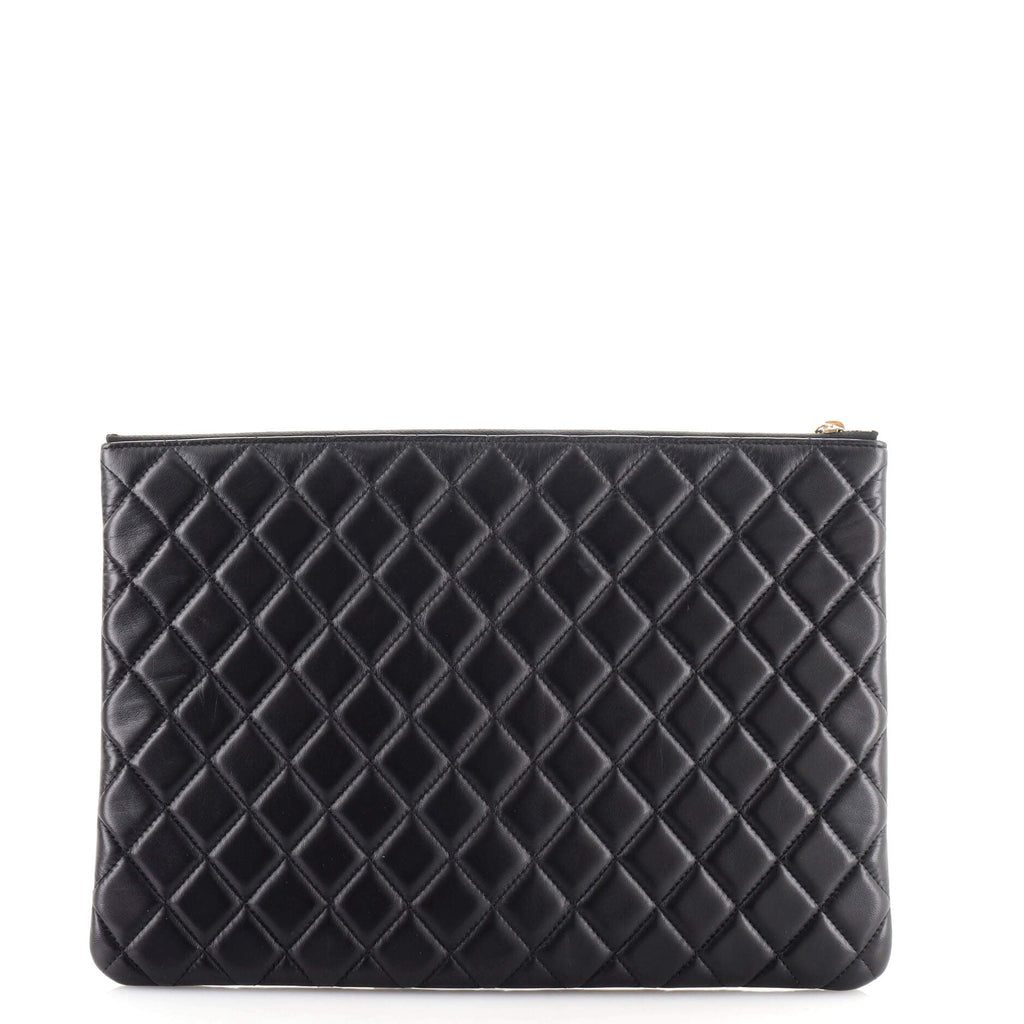 Camellia O Case Clutch Quilted Lambskin Large