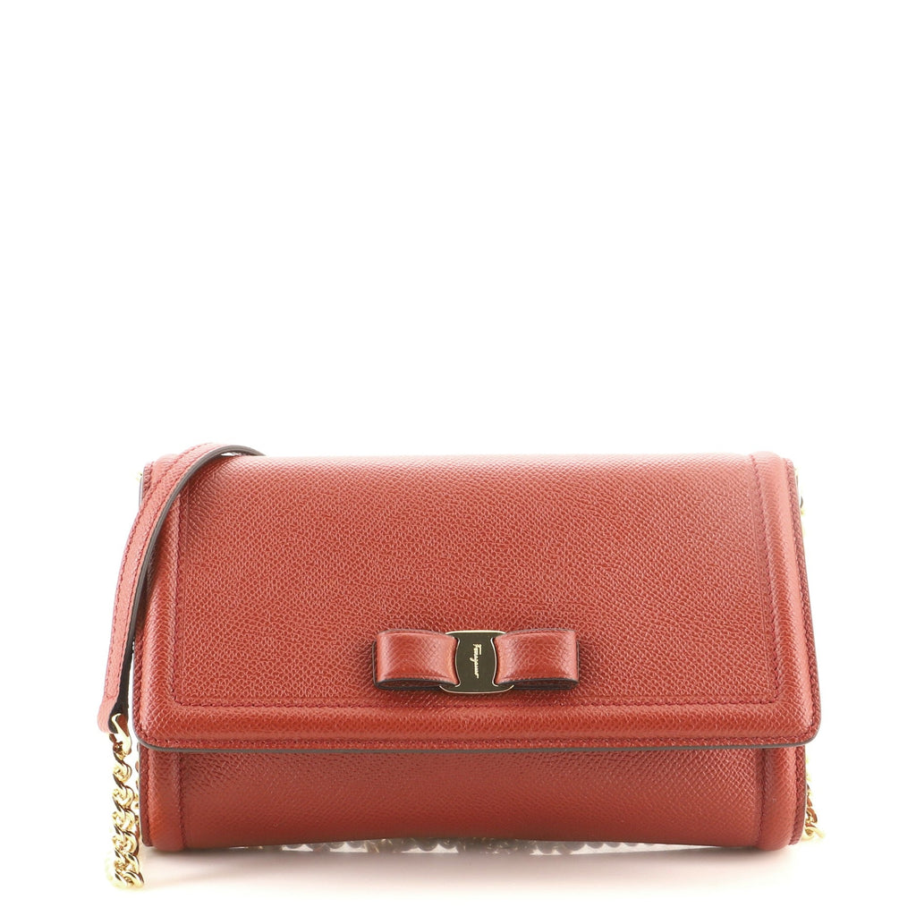 Vara Bow Chain Clutch Leather Small