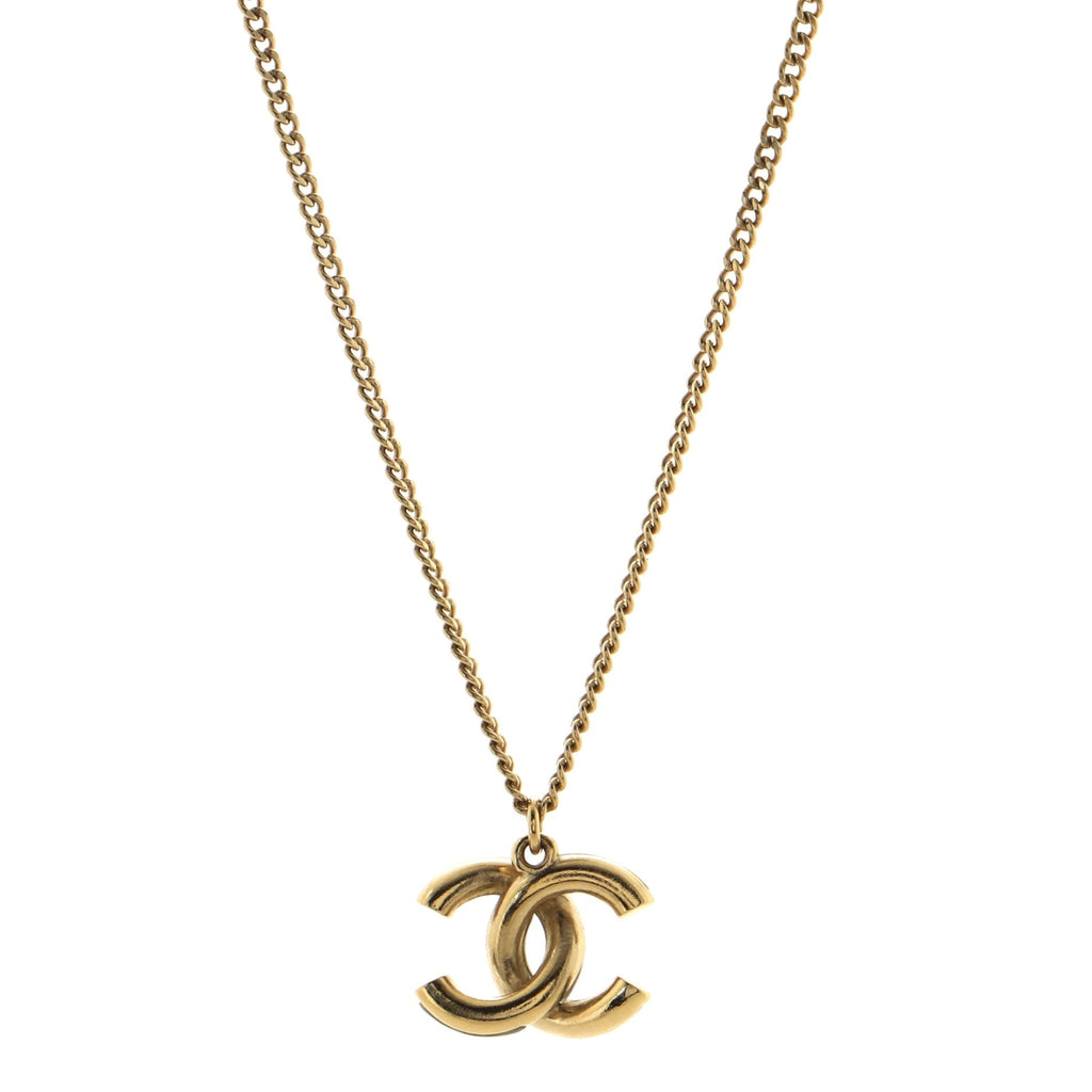 Interlaced CC Tube Pendant Necklace Metal and Resin