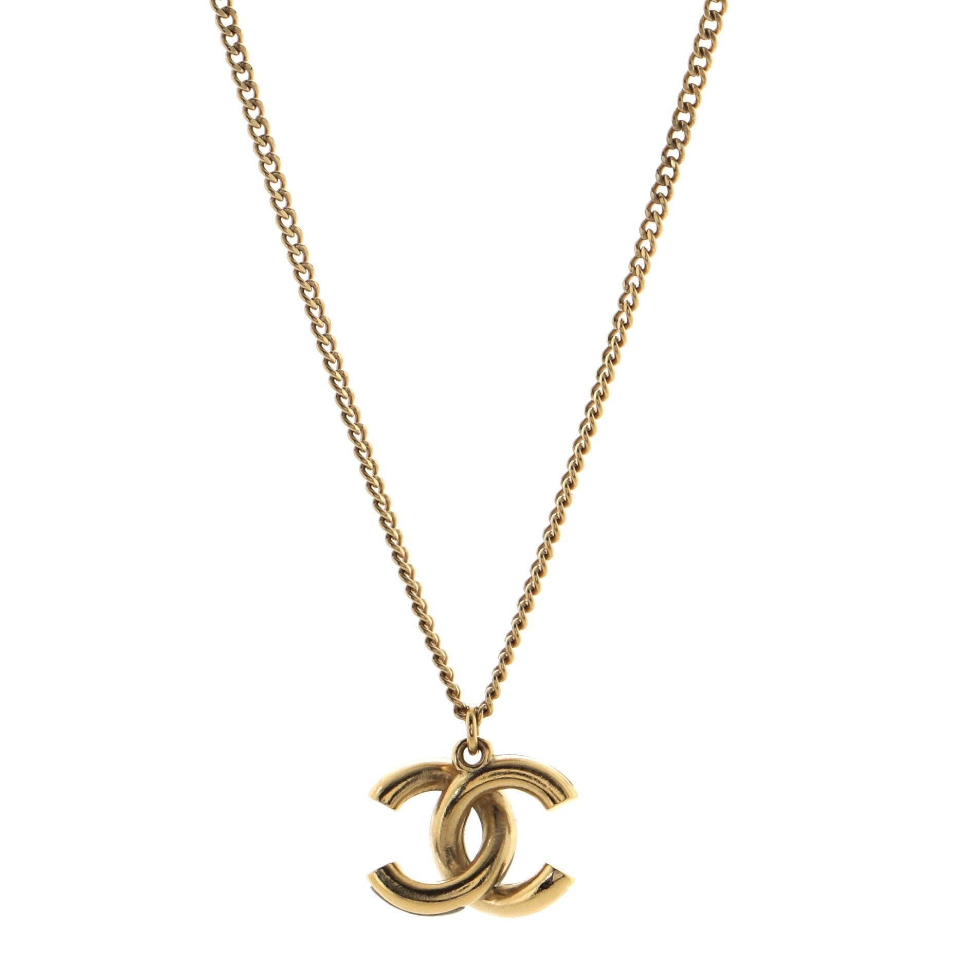 Interlaced CC Tube Pendant Necklace Metal and Resin