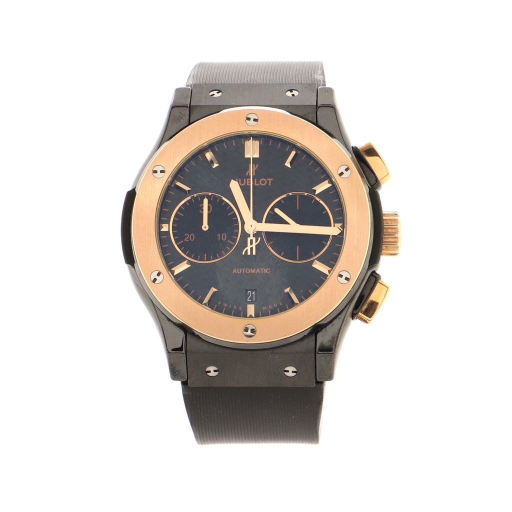 Classic Fusion Chronograph King Automatic Watch Ceramic with Rose Gold and Rubber 45