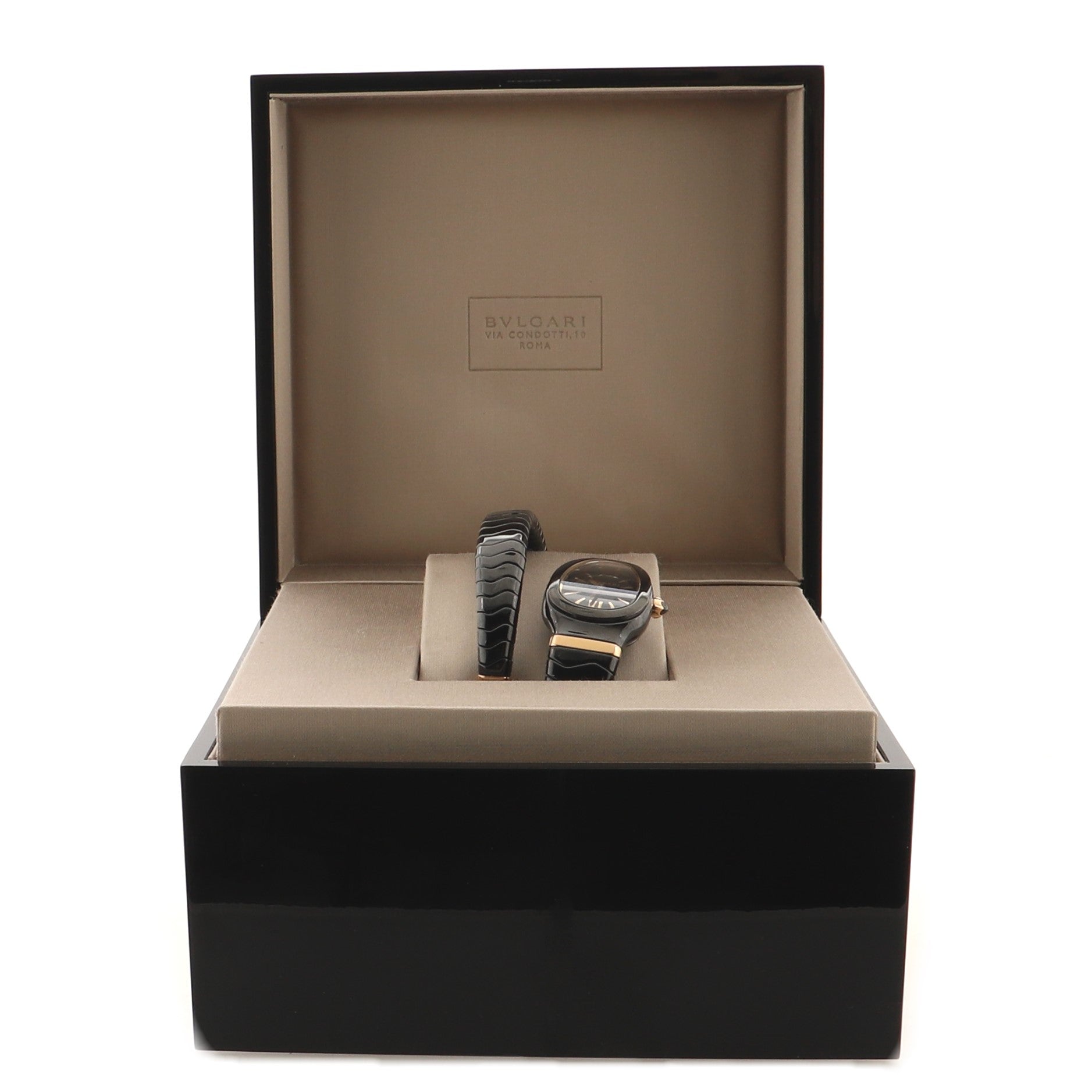 Serpenti Spiga Quartz Watch Ceramic with Rose Gold 23