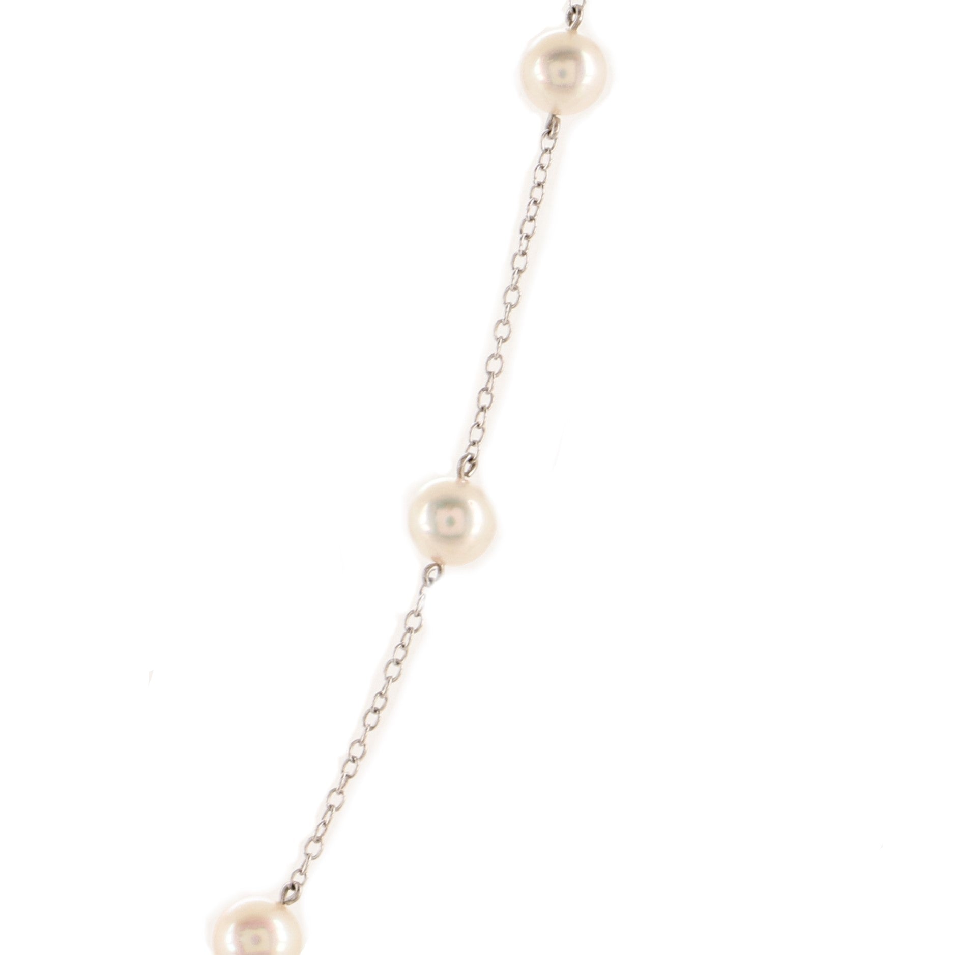 Pearl Station Necklace 18K White Gold and Akoya Pearls