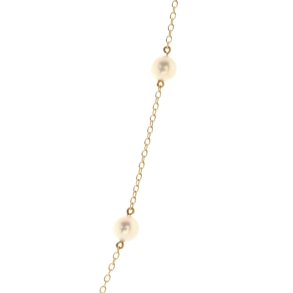 Pearl Station Necklace 18K White Gold and Akoya Pearls