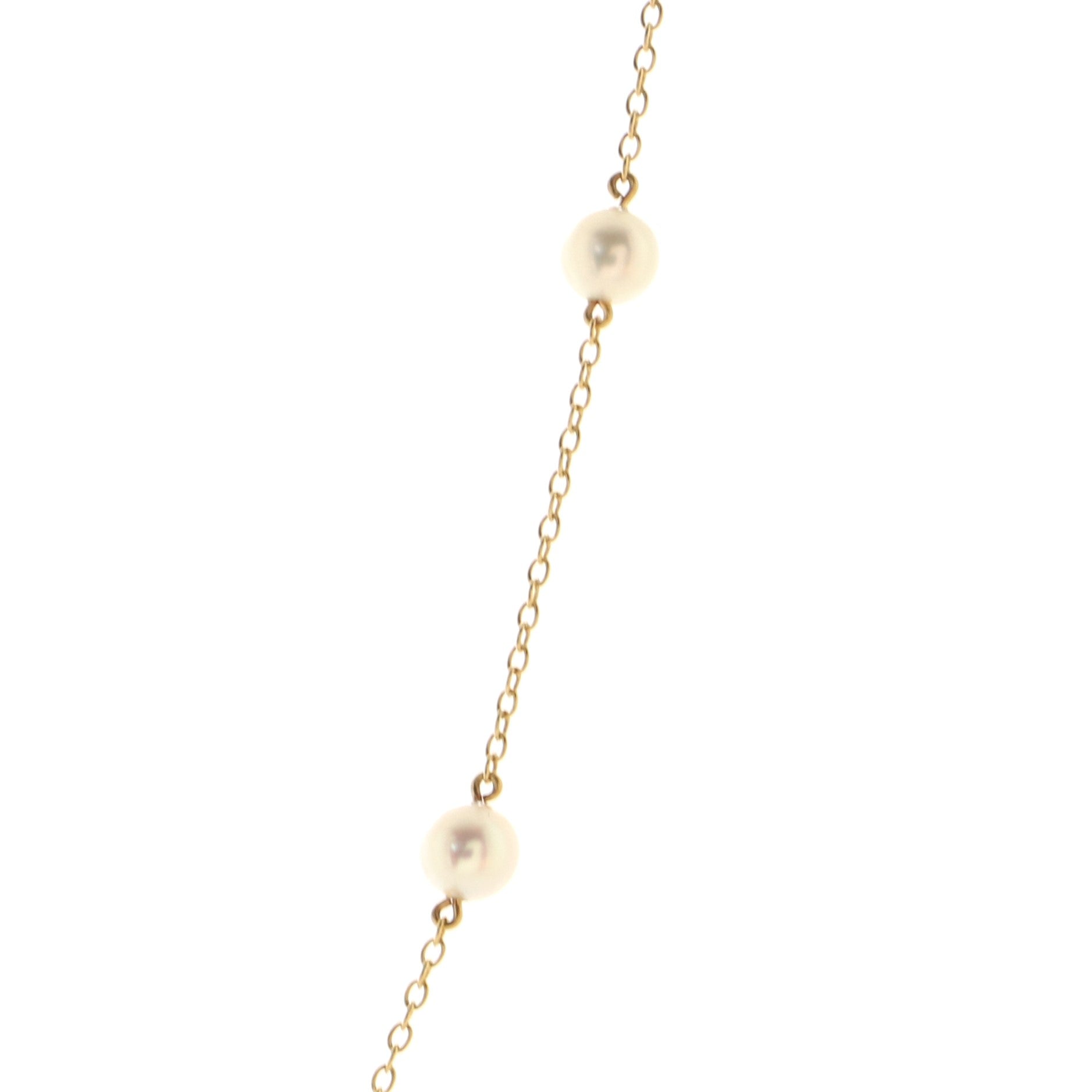 Pearl Station Necklace 18K White Gold and Akoya Pearls