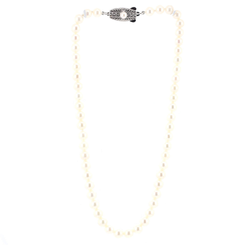 Single Strand Necklace Sterling Silver and Pearls