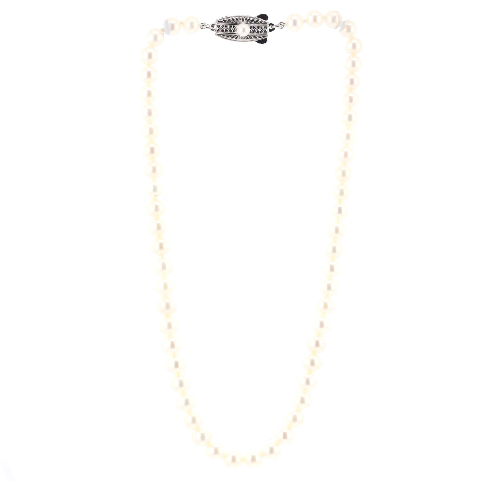 Single Strand Necklace Sterling Silver and Pearls
