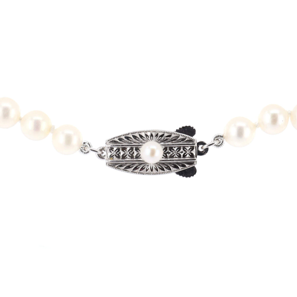 Single Strand Necklace Sterling Silver and Pearls