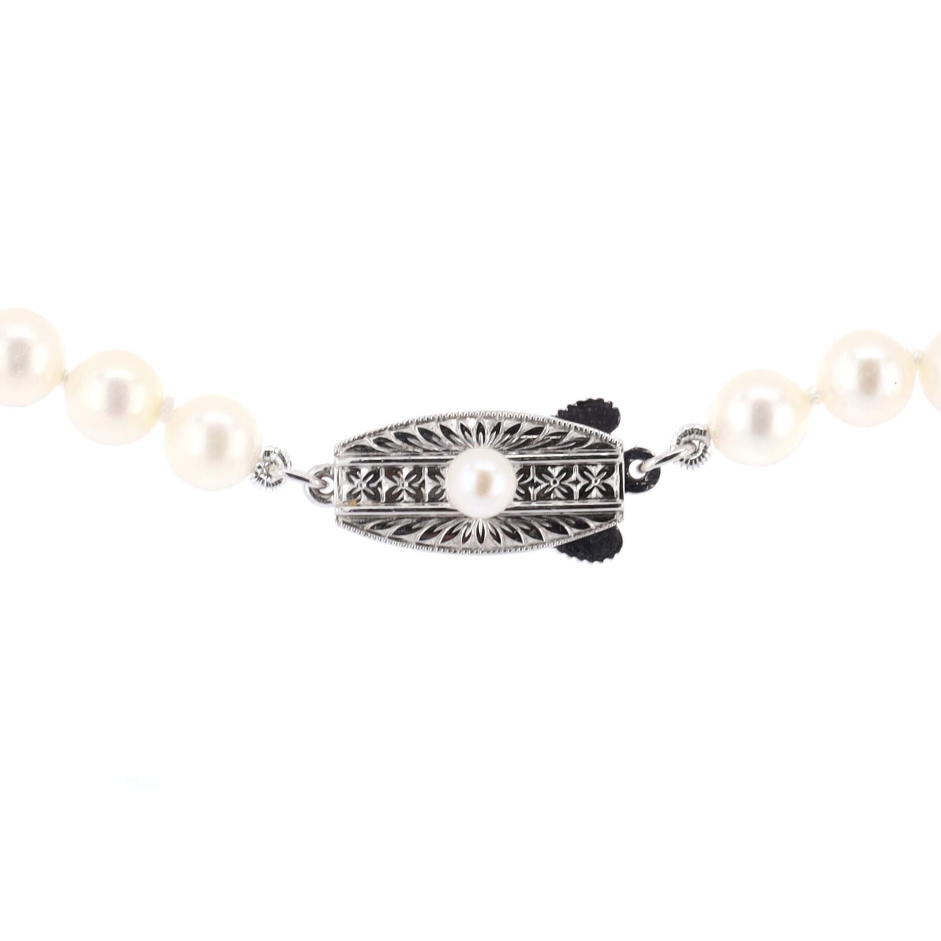 Single Strand Necklace Sterling Silver and Pearls