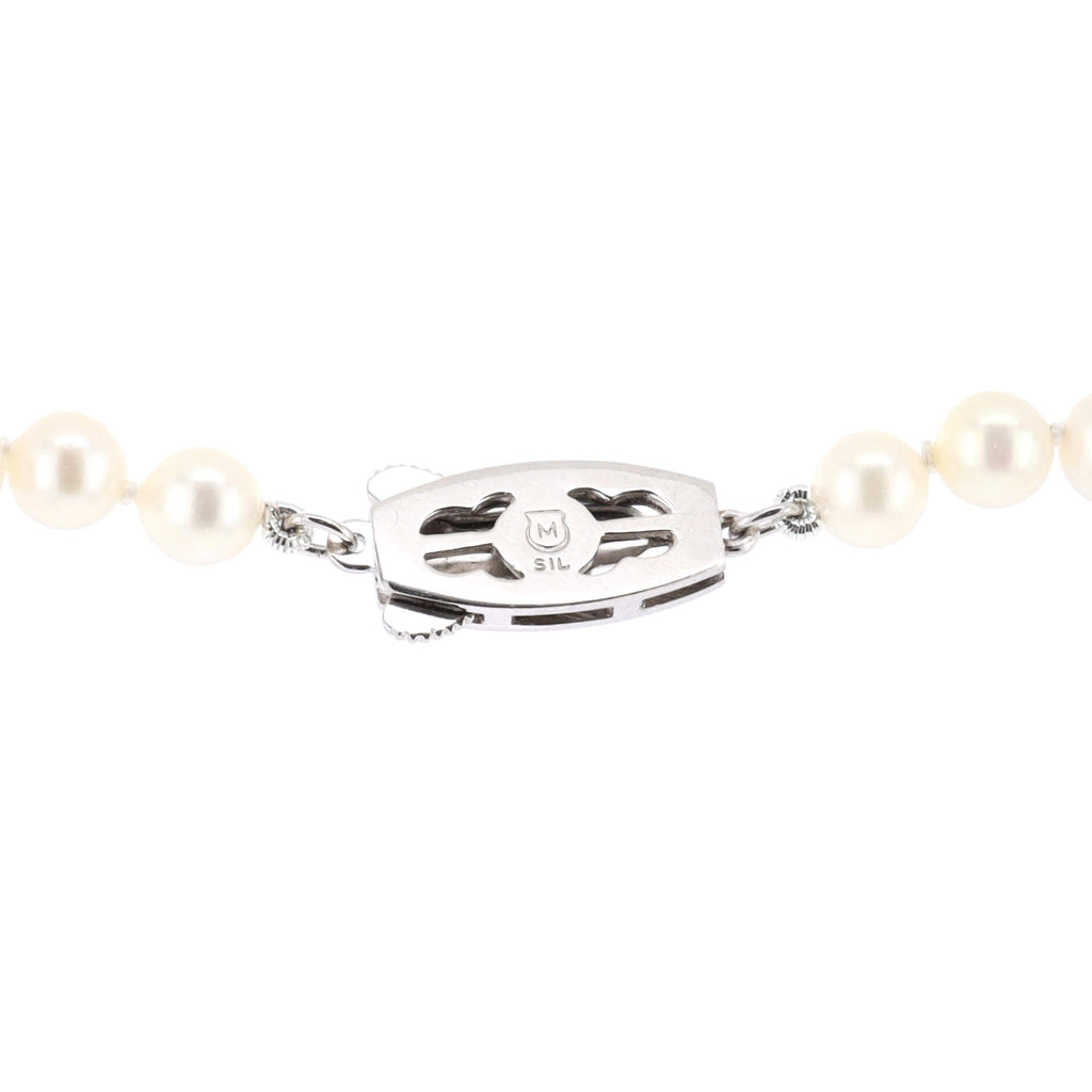 Single Strand Necklace Sterling Silver and Pearls