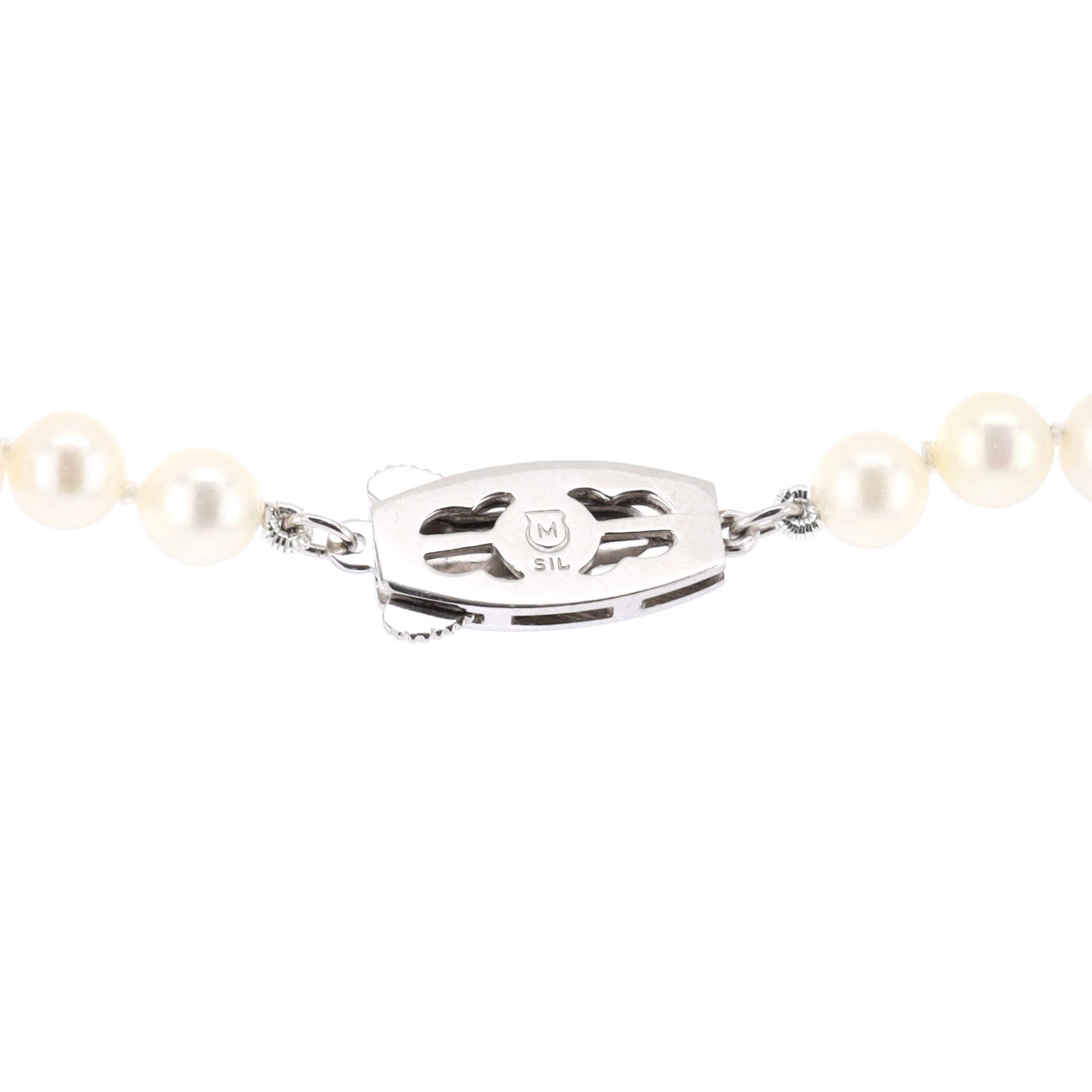 Single Strand Necklace Sterling Silver and Pearls