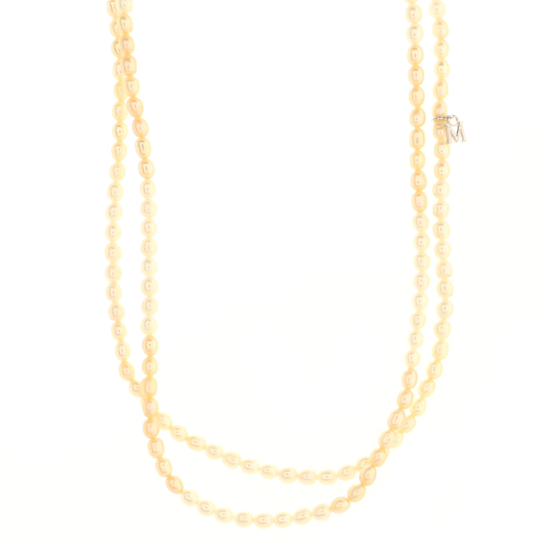 Double Strand Necklace Sterling Silver and Pearls