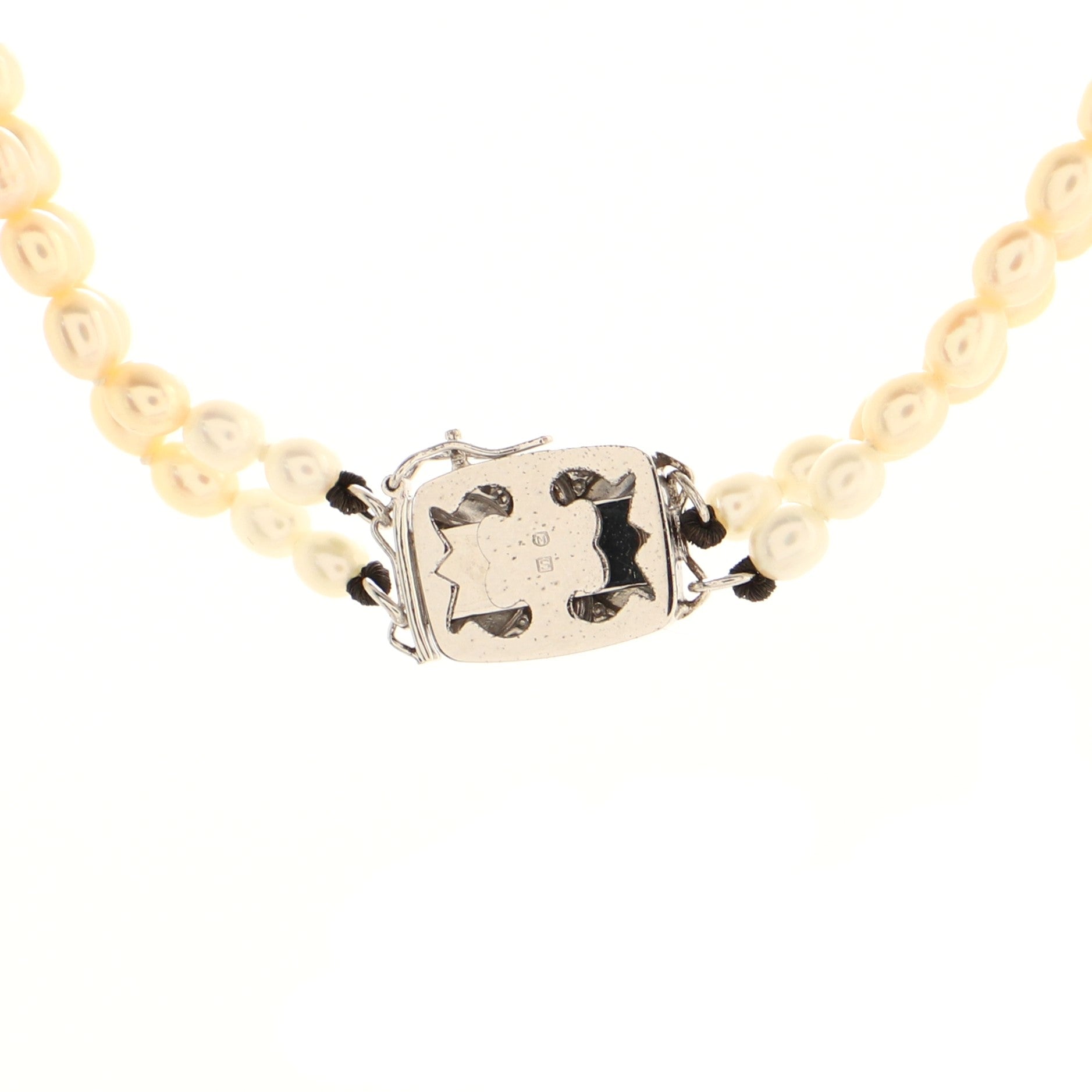 Double Strand Necklace Sterling Silver and Pearls