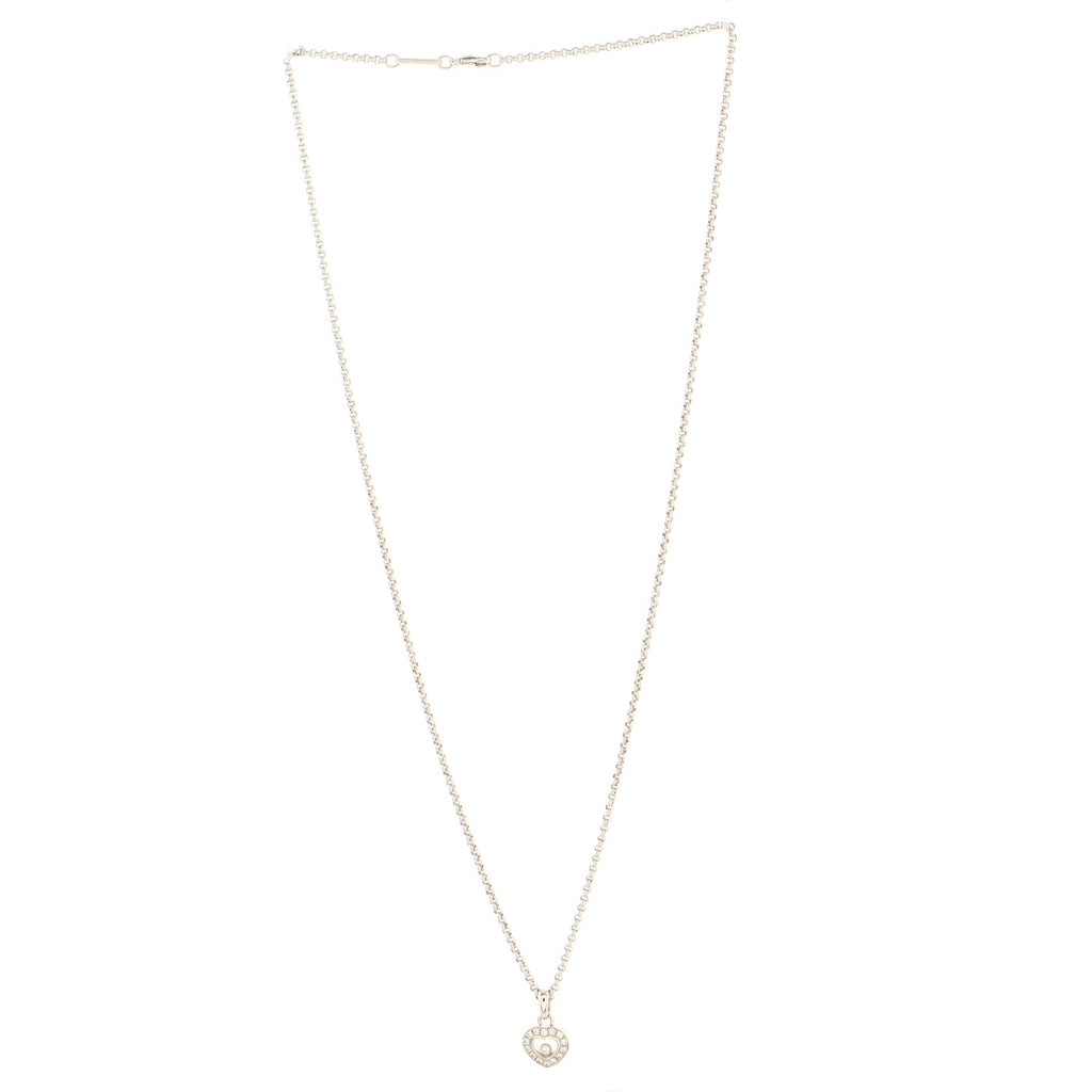 Happy Diamonds Heart Pendant Necklace 18K White Gold and Diamonds