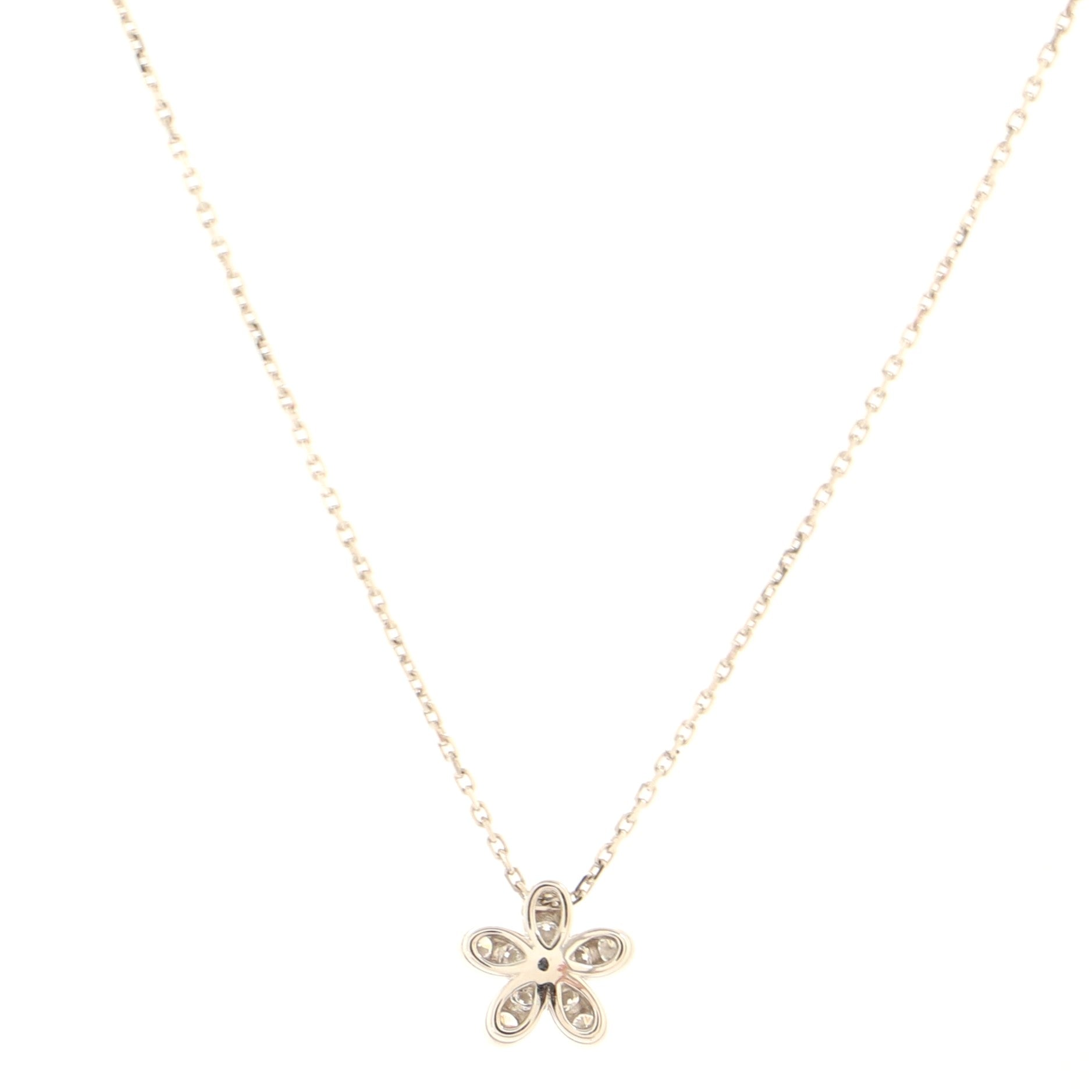 Socrate 1 Flower Pendant Necklace 18K White Gold and Diamonds